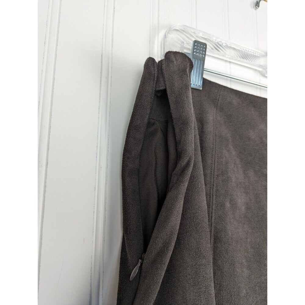J.Jill Women's Brown Faux Suede Zip Up Skirt Size 12 Lined Soft Straight Classic - Picture 7 of 10